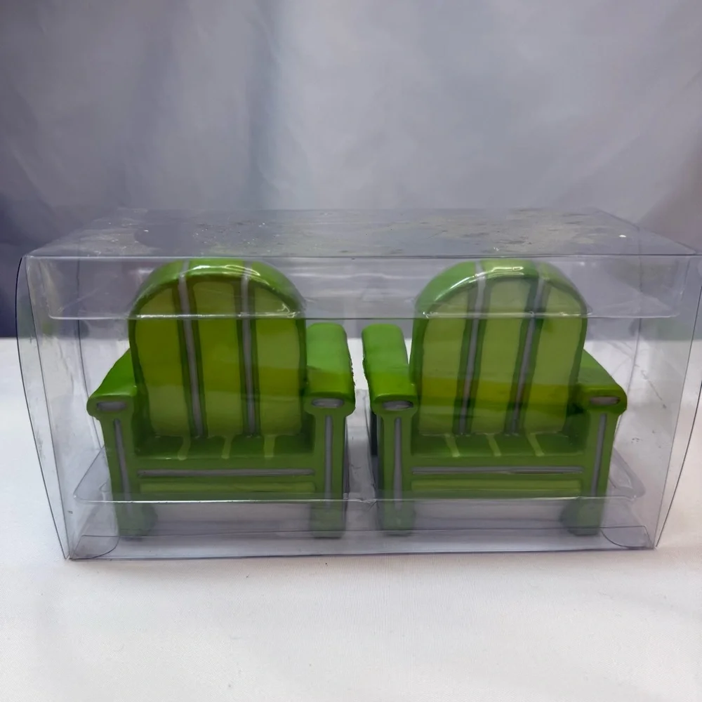 Yellow/White Beach Balls & Green Adirondack Chairs Candle Sets (U get Both) NWT